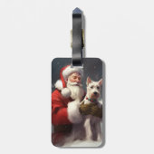 Draad Fox Terrier Kerstman Festive Kerstmis Bagagelabel (Achterkant verticaal)
