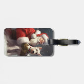 Draad Fox Terrier Kerstman Festive Kerstmis Bagagelabel (Achterkant horizontaal)