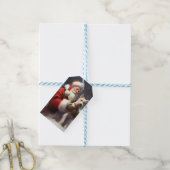 Draad Fox Terrier Kerstman Festive Kerstmis Cadeaulabel (Met Touw)