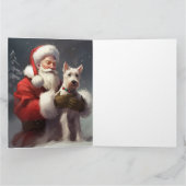 Draad Fox Terrier Kerstman Festive Kerstmis Kaart (Binnen)