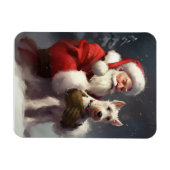 Draad Fox Terrier Kerstman Festive Kerstmis Magneet (Horizontaal)