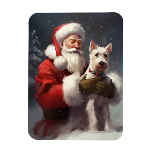 Draad Fox Terrier Kerstman Festive Kerstmis Magneet (Verticaal)