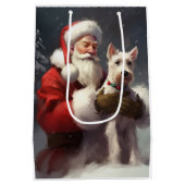 Draad Fox Terrier Kerstman Festive Kerstmis Medium Cadeauzakje (Achterkant)