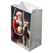 Draad Fox Terrier Kerstman Festive Kerstmis Medium Cadeauzakje (Achterkant Gekanteld)