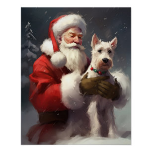Draad Fox Terrier Kerstman Festive Kerstmis Perfect Poster