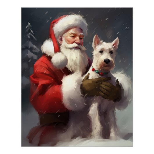 Draad Fox Terrier Kerstman Festive Kerstmis Perfect Poster (Voorkant)