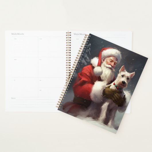 Draad Fox Terrier Kerstman Festive Kerstmis Planner (Display)