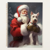Draad Fox Terrier Kerstman Festive Kerstmis Planner (Voorkant)