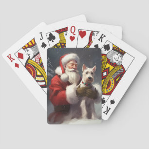 Draad Fox Terrier Kerstman Festive Kerstmis Pokerkaarten