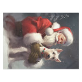 Draad Fox Terrier Kerstman Festive Kerstmis Tafelkleed (Voorkant (Horizontaal))