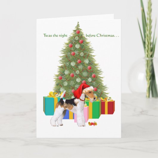 Draad Fox Terrier Kerstmis Feestdagen Kaart (Voorkant)