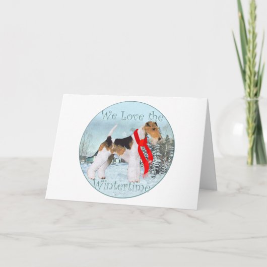 Draad Fox Terrier Kerstmis Feestdagen Kaart (Voorkant)