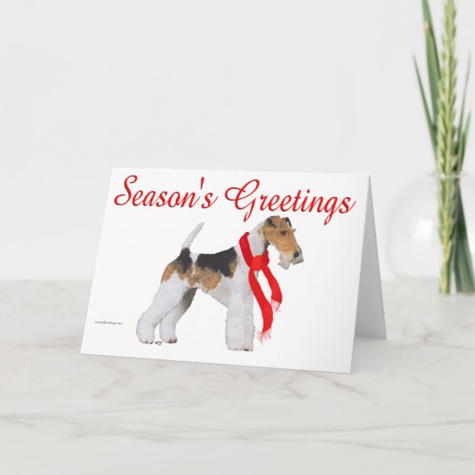 Draad Fox Terrier Kerstmis Feestdagen Kaart (Voorkant)