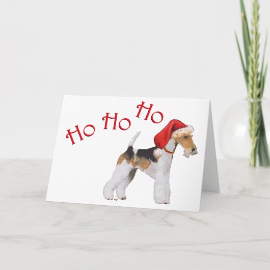 Draad Fox Terrier Kerstmis Feestdagen Kaart (Voorkant)