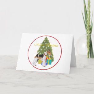 Draad Fox Terrier Kerstmis Feestdagen Kaart