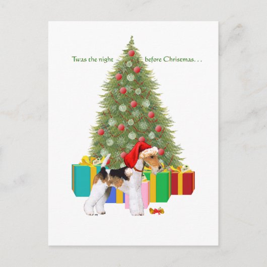 Draad Fox Terrier Kerstmis Feestdagenkaart (Voorkant)