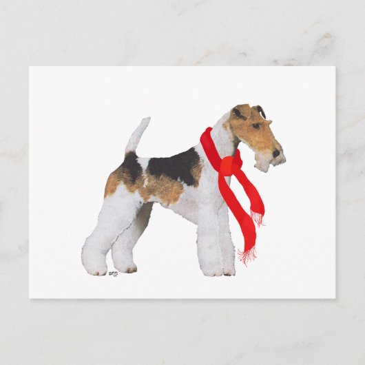 Draad Fox Terrier Kerstmis Feestdagenkaart (Voorkant)