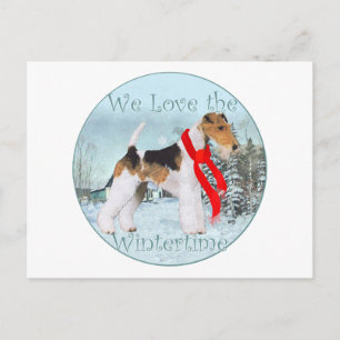 Draad Fox Terrier Kerstmis Feestdagenkaart
