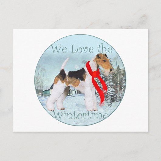 Draad Fox Terrier Kerstmis Feestdagenkaart (Voorkant)