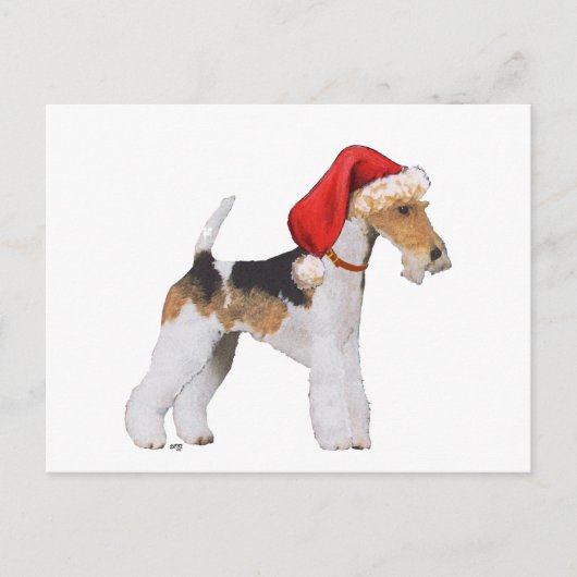 Draad Fox Terrier Kerstmis Feestdagenkaart (Voorkant)