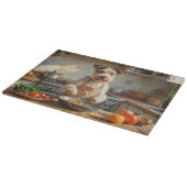 Draad Fox Terrier Kookt in Keuken Snijplank (Hoek)
