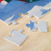 Draad Fox Terrier loopt door de sneeuw met Kerstmu Legpuzzel (Zijkant)