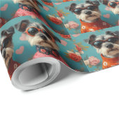 Draad Fox Terrier met Hartrozen Valentijnsdag Cadeaupapier (Rol Hoek)