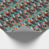 Draad Fox Terrier met Hartrozen Valentijnsdag Cadeaupapier (Hoek)