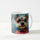 Draad Fox Terrier met Hartrozen Valentijnsdag Koffiemok (Voorkant rechts)