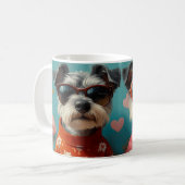 Draad Fox Terrier met Hartrozen Valentijnsdag Koffiemok (Voorkant links)