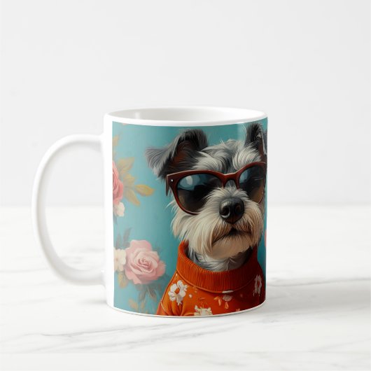 Draad Fox Terrier met Hartrozen Valentijnsdag Koffiemok (Links)