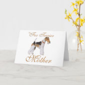 Draad Fox Terrier Moederdag Kaart (Gele Bloem)