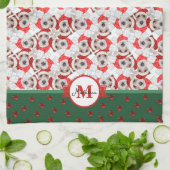 Draad Fox Terrier Patroon Monogram Kerstmis Hond Theedoek (Gevouwen)