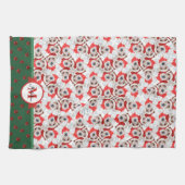 Draad Fox Terrier Patroon Monogram Kerstmis Hond Theedoek (Horizontaal)