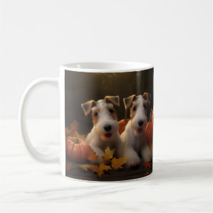 Draad Fox Terrier Pup Autumn Delight Pumpkin Koffiemok