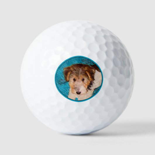 Draad Fox Terrier Puppy Schilderij - Originele Hon Golfballen (Voorkant)