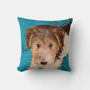 Draad Fox Terrier Puppy Schilderij - Originele Hon Kussen