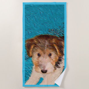 Draad Fox Terrier Puppy Schilderij - Originele Hon Strandlaken