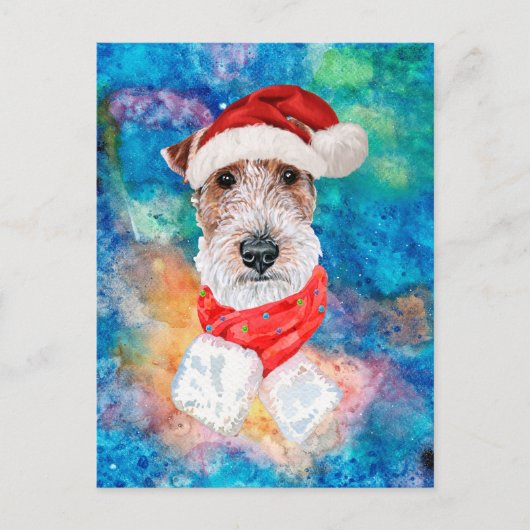Draad Fox Terrier Ras Hond Kerstmis Feestdagenkaart (Voorkant)
