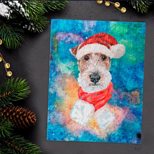 Draad Fox Terrier Ras Hond Kerstmis  Legpuzzel