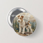 Draad Fox Terrier Ronde Button 5,7 Cm (Voorkant /achterkant)