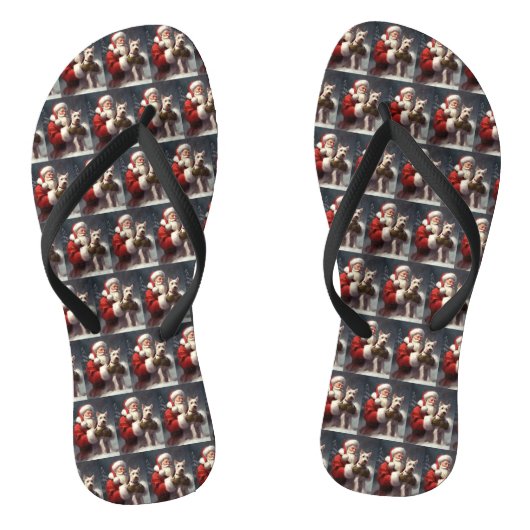 Draad Fox Terrier Sinterklaas Feestelijk Kerstmis Teenslippers (Voetbed)