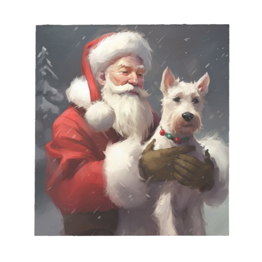 Draad Fox Terrier Sinterklaas Feestelijke Kerstmis Notitieblok (Voorkant)