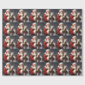 Draad Fox Terrier Sinterklaas Festive Kerstmis Cadeaupapier (Vlak)