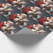 Draad Fox Terrier Sinterklaas Festive Kerstmis Cadeaupapier (Hoek)