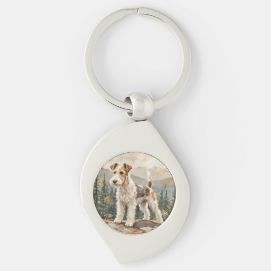 Draad Fox Terrier Sleutelhanger (Voorkant)