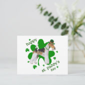 Draad Fox Terrier St. Patrick's Day Briefkaart (Staand voorkant)