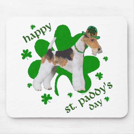 Draad Fox Terrier St. Patrick's Day Muismat (Voorkant)
