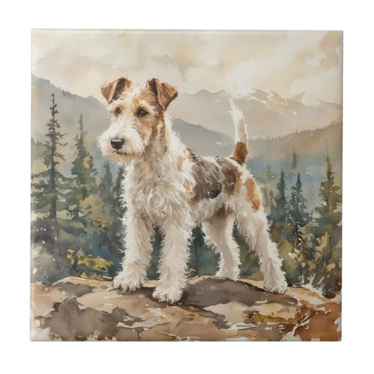 Draad Fox Terrier Tegeltje (Voorkant)