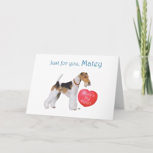 Draad Fox Terrier Valentine Feestdagen Kaart (Voorkant)